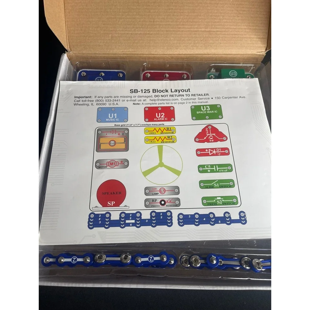 Elenco Snap Circuits Skill Builder SB-125 Electronics STEM Kit 125 Projects 31pc